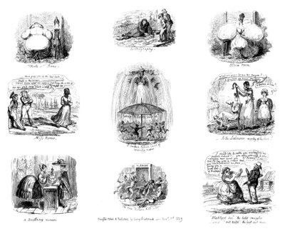 Divers dessins animés, 1829 - George Cruikshank