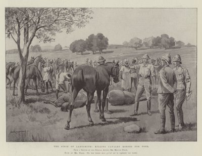 Le Siège de Ladysmith, abattage des chevaux de cavalerie pour la nourriture - George Derville Rowlandson