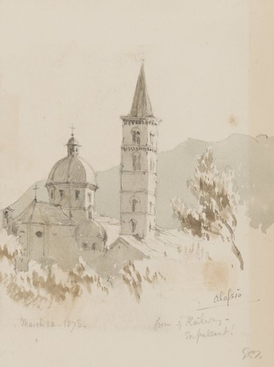 Alassio, depuis le chemin de fer, En Passant!, 12 mars 1878 - George Douglas Tinling