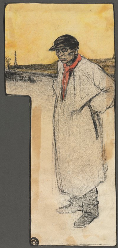 Conception pour une illustration de livre, figure masculine debout - George Dupuis