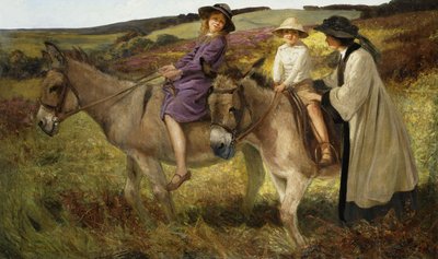 Deux enfants chevauchant des ânes au bord d