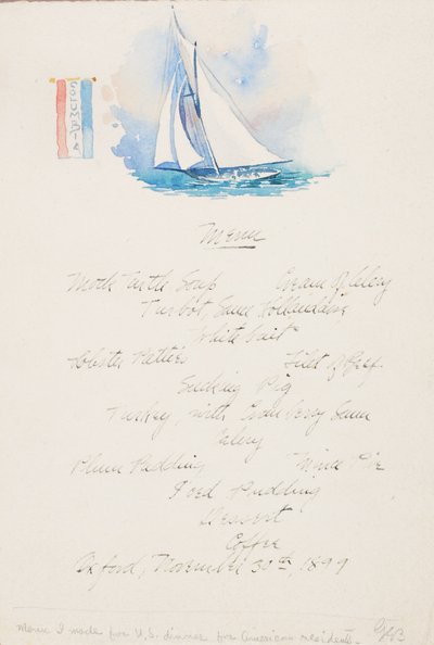 Menu pour un dîner américain, Oxford - George Elbert Burr