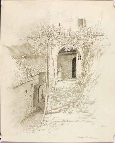 Sans titre (dessin de transfert pour Rue de village, lac de Lugano, Italie [n° 1]) - George Elbert Burr