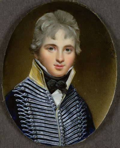 Miniature de William Howe de Lancey (d.1815), Cornet dans les 17th Light Dragoons et aide de camp de Wellington, 1807 - George Engleheart
