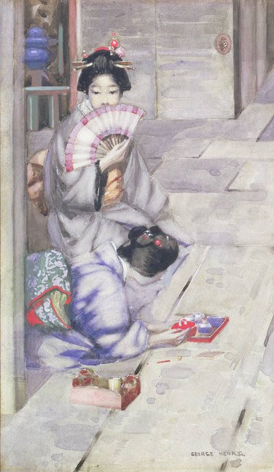 Geisha buvant du thé - George F. Henry
