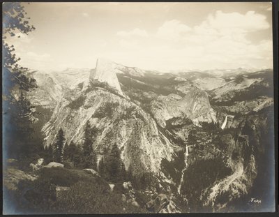 Dos du demi-dôme - Chutes Vernal et Nevada depuis Glacier Point - Yosemite - George Fiske