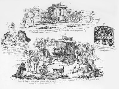 Le véhicule du correspondant spécial tiré par des indigènes - George Francklin (after) Atkinson