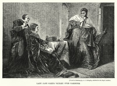 Victoire de Lady Jane Grey sur Gardiner (gravure) - George Frederick Folingsby