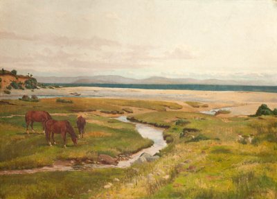 Scène de rivage avec chevaux - George Frederick Waldo Johnson