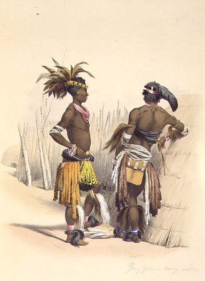 Umbambu et Umpengulu, jeunes Zoulous en costume de danse, planche 15 de 