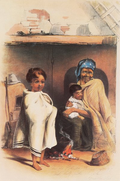 Une vieille femme hottentote dans sa hutte symbolise la résilience - George French Angas