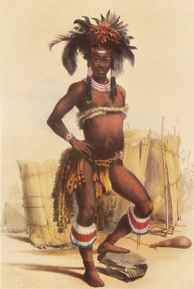 Nc’pae, un jeune Zoulou en costume de danse - George French Angas