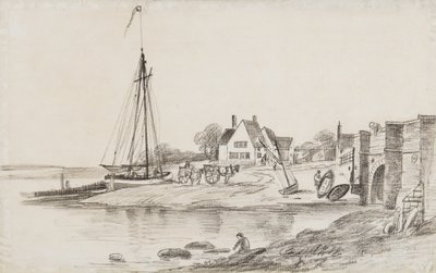 Pont de Bourne et Ostrich Creek sur la rivière Orwell, avec le pub "The Ostrich" - George Frost