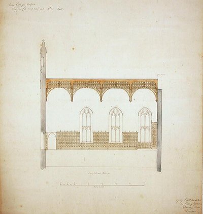 New College Oxford: Conception pour le toit de la nouvelle salle - George Gilbert Scott