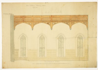 New College Oxford : conception pour le toit de la nouvelle salle - George Gilbert Scott