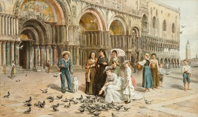 Les pigeons de Saint-Marc, Venise, Italie - George Goodwin Kilburne