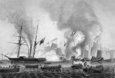 La destruction de la jonque de guerre chinoise dans la baie d