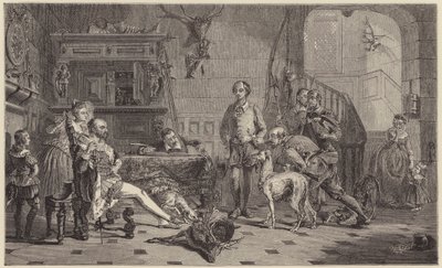 Shakespeare traduit devant Sir Thomas Lucy pour braconnage de cerfs (gravure) - George Harvey
