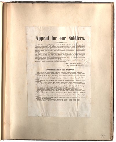 Appel pour nos soldats, Ohio [dans un album], vers 1861-1865 - George Hatch