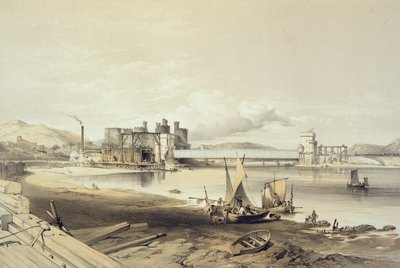 Pont de Conway, construction du deuxième tube, septembre 1848, gravé par l