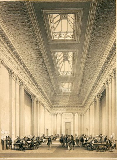 Intérieur de la Salle de Commerce, Threadneedle Street, Londres, vers 1850 - George Hawkins
