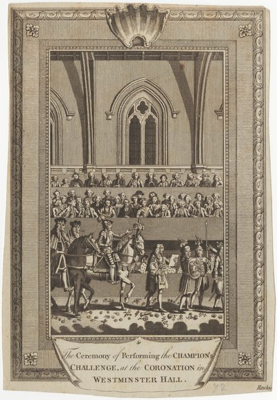 La cérémonie de la réalisation du défi du champion lors du couronnement dans le Westminster Hall - George Hawkins