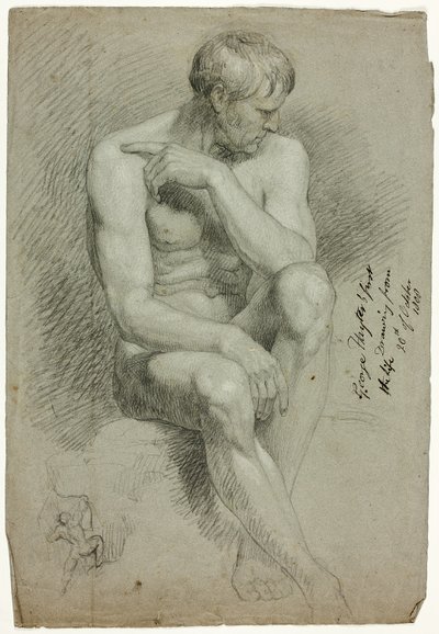 Homme nu assis avec croquis d