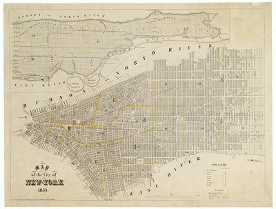 Carte de la ville de New-York, 1854 (gravure, encre sur papier) - George Hayward