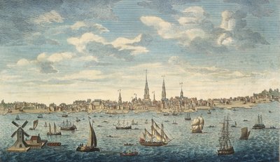 Vue prospective est de la ville de Philadelphie, dans la province de Pennsylvanie, en Amérique du Nord: prise du rivage du New Jersey, pub. Londres, 1774 - George Heap