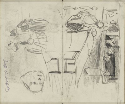 Figures dans le marché aux poissons de Delft et études de figures - George Hendrik Breitner