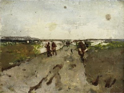 Paysage près de Waalsdorp, avec des soldats en manœuvre - George Hendrik Breitner