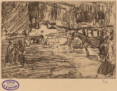 Scène avec chevaux debout dans un ruisseau - George Hendrik Breitner