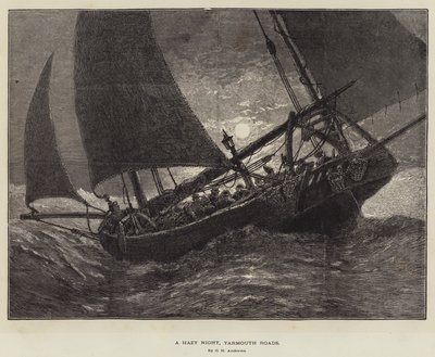 Une nuit brumeuse, Yarmouth Roads - George Henry Andrews