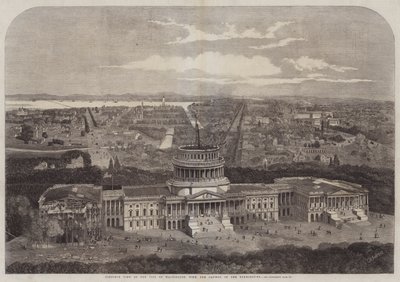 Vue aérienne de la ville de Washington, avec le Capitole au premier plan - George Henry Andrews