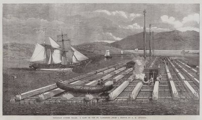 Commerce du bois canadien, un radeau sur le Saint-Laurent - George Henry Andrews