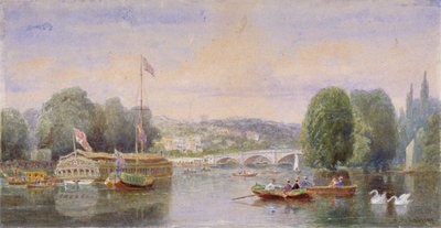 La Tamise avec le pont de Richmond et la colline de Richmond au loin, Londres, 1867 - George Henry Andrews