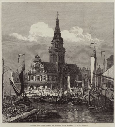 Hôtel de Ville et Marché au Beurre à Alkmaar, Hollande du Nord - George Henry Andrews
