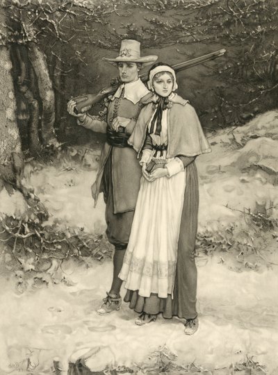 Couple puritain en route pour le culte dominical - George Henry Boughton