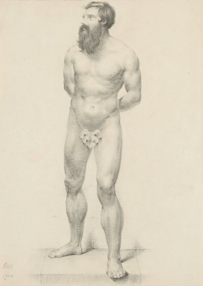 Sans titre - Nu masculin debout avec feuille de figuier, 1844 - George Henry Hall