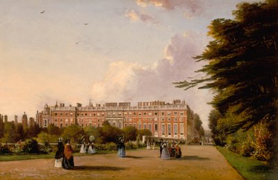 Vue de la Façade Sud du Palais de Hampton Court depuis le Broad Walk, c.1827-49 - George Hilditch