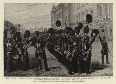 Les gardes fusiliers écossais défilant devant Sa Majesté la Reine et le Prince Consort le matin de leur embarquement pour la Crimée, 28 février 1854 - George Housman Thomas