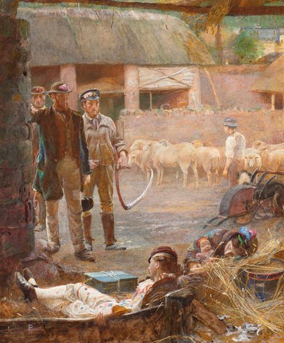 Joueurs ambulants (aquarelle rehaussée de couleur corporelle) - George John Pinwell