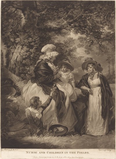 Infirmière et enfants dans les champs - George Keating after George Morland