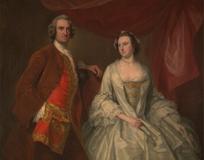Un homme et une femme, peut-être de la famille Missing, de Little Park House, Wickham, Hampshire - George Knapton