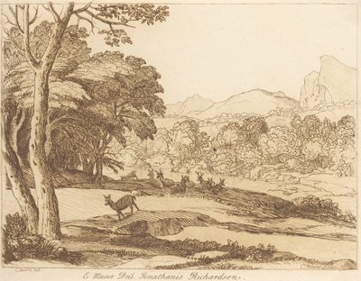 Sans titre : Paysage avec des cerfs - George Knapton