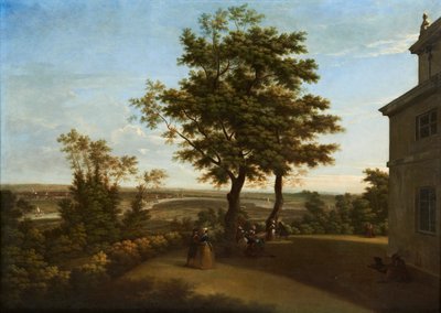 Westcombe House, vue de la terrasse, avec Londres au loin - George Lambert