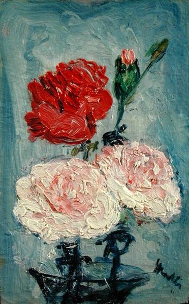 Œillets dans un vase en verre - George Leslie Hunter
