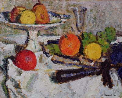 Nature morte de fruits sur une nappe blanche, 1921 - George Leslie Hunter