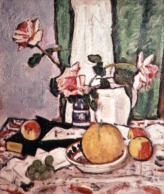 Nature morte de roses et un pamplemousse - George Leslie Hunter