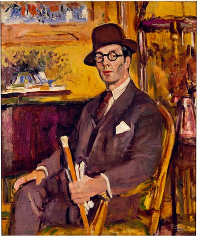 Le bâton de Malacca, portrait de Duncan Macdonald, Esq., assis - George Leslie Hunter